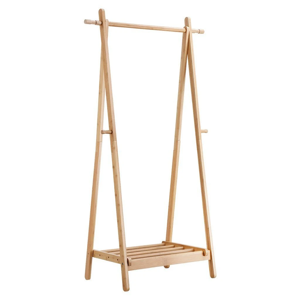 New Design Free Standing Metal Wood Heavy Duty Clothes Rail Garment Display Stand Clothes Rack