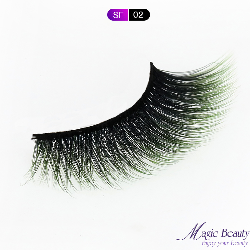 2020 Hot Selling 100% Handmade Lashes 3D Sf02 Sf07 colorful Faux Mink Eyelash Colorful Korean Eyelashes with Free Box