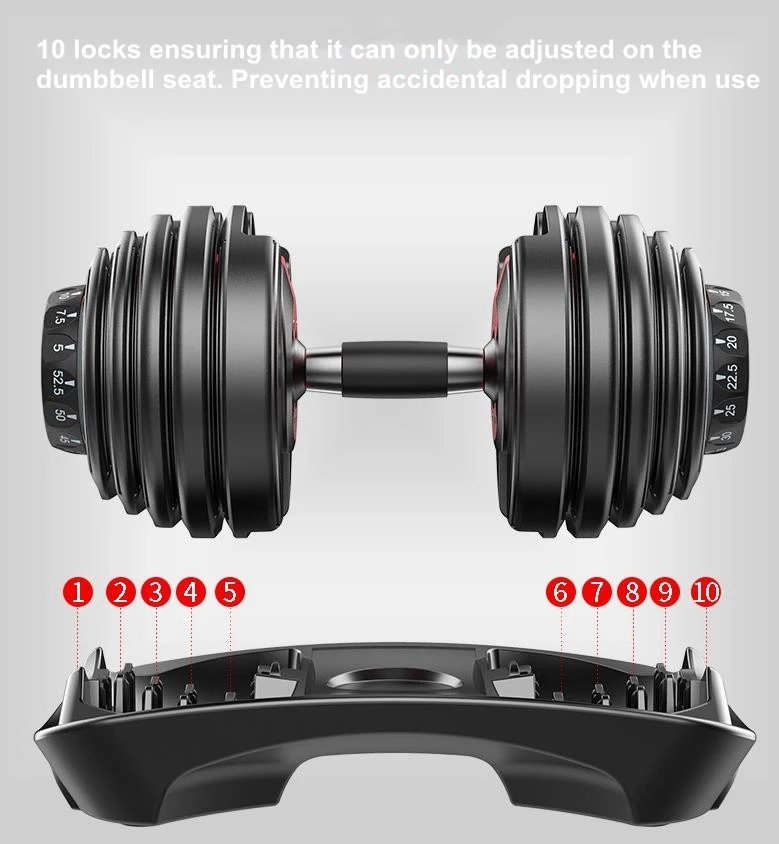 Hot Selling Home Gym Fitness Equipment Dumbbell Rubber Cast Iron Adjustable Dumbbells with Stand