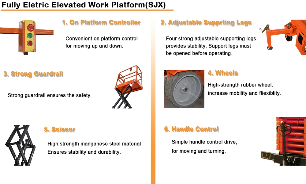 Fully Electric Self Propelled Work Platform Aerial Lift Platform Hydraulic Scissor Lift Handle Control (SJX)