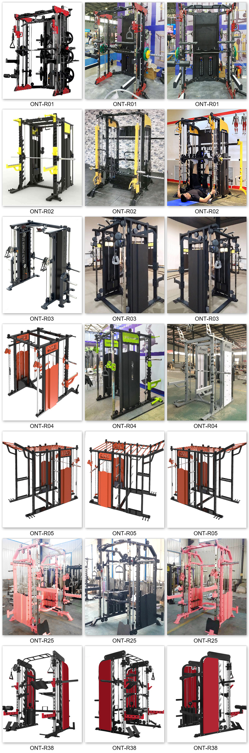 Ont-R01 Commercial Multi Rack Gym Fitness Equipment Power Rack Smith Rack Machine