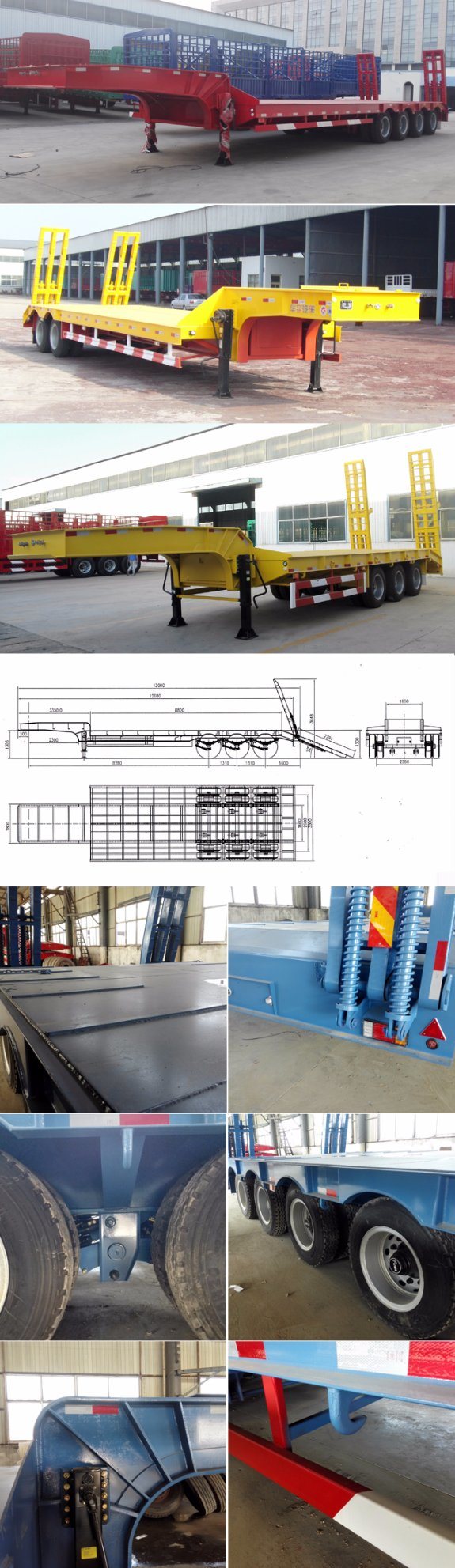 Heavy Duty Lowboy/Heavy Duty Truck Head Semi Trailer for Heavy Equipment Excavator Transport