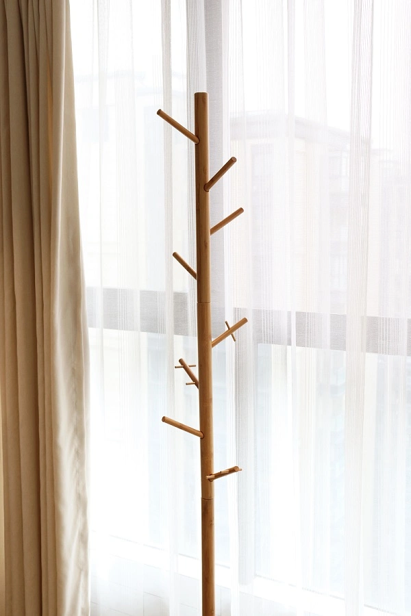 European Bamboo Free Standing Hangers Clothes Tree Home Coat Rack with Living Room Bedroom