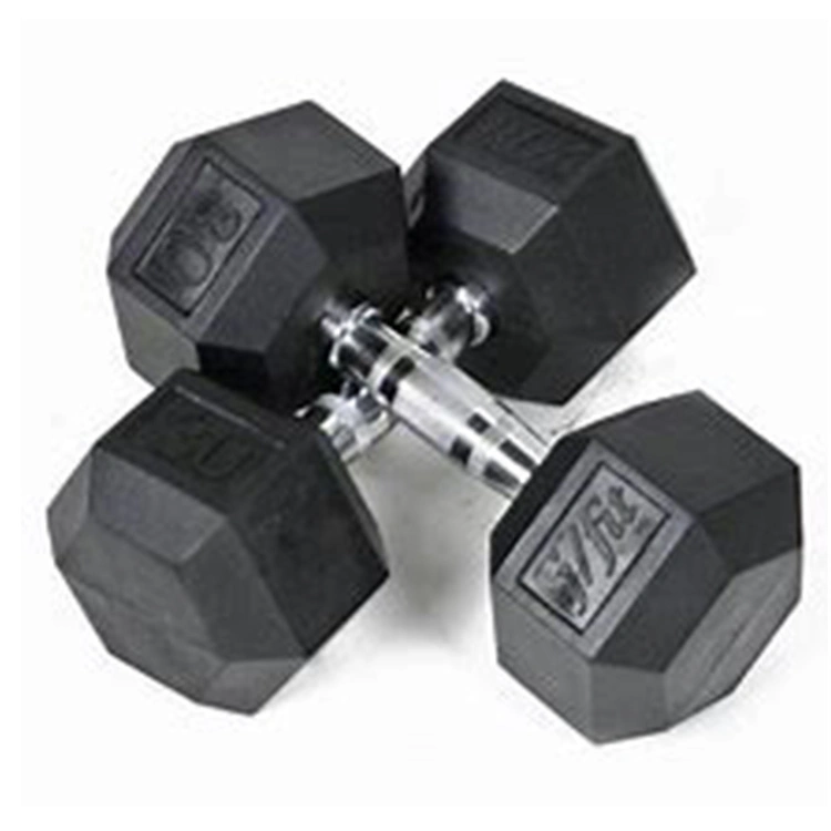 Free Weight Fixed Rubber Coated Hex Dumbbell Gym Equipment