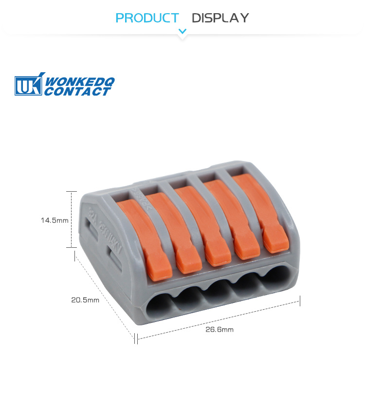 Push Wire Auto 5 Pole 222 Series Connector with Orange Color