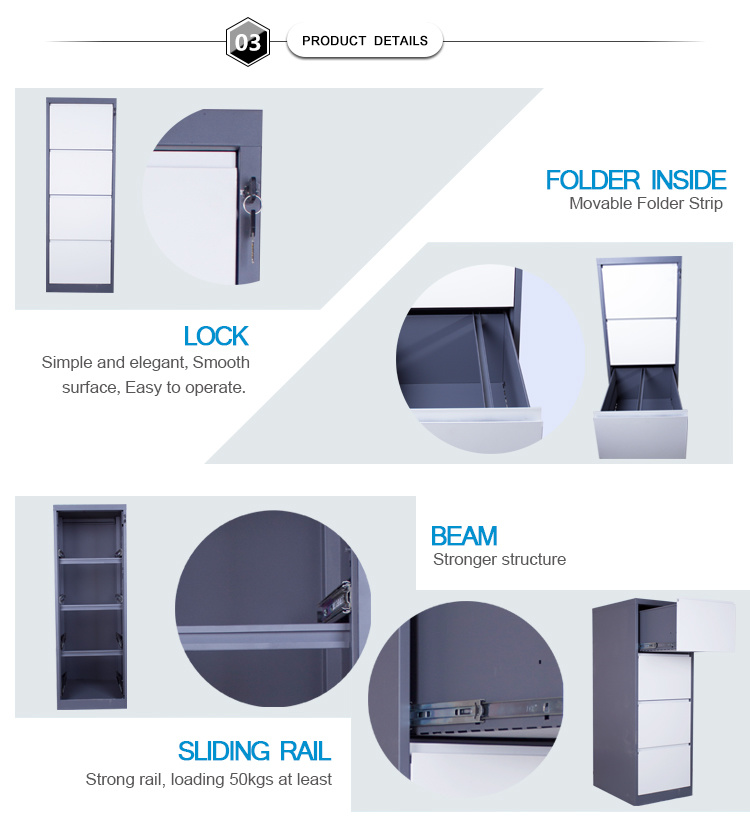 Mingxiu 4 Drawer Low Price Lightweight Steel Filing Cabinets / Cheap File Cabinets