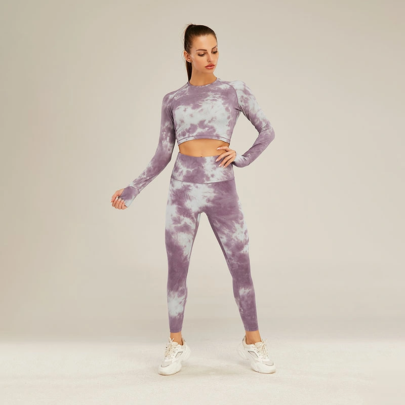 OEM Service Ladies Gym Fitness Top Bra and Bottom Legging Grey Camo Gym Wear Set