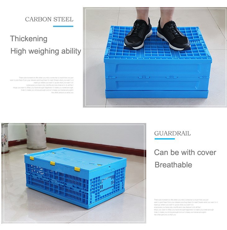 Blue Collapsible Box Storage Containers Folding Plastic Basket