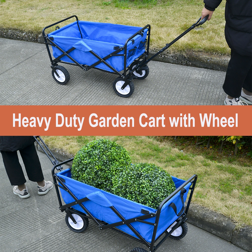 Collapsible Folding Outdoor Utility Bench Wagon Heavy Duty Garden Cart with Wheel Tc0057