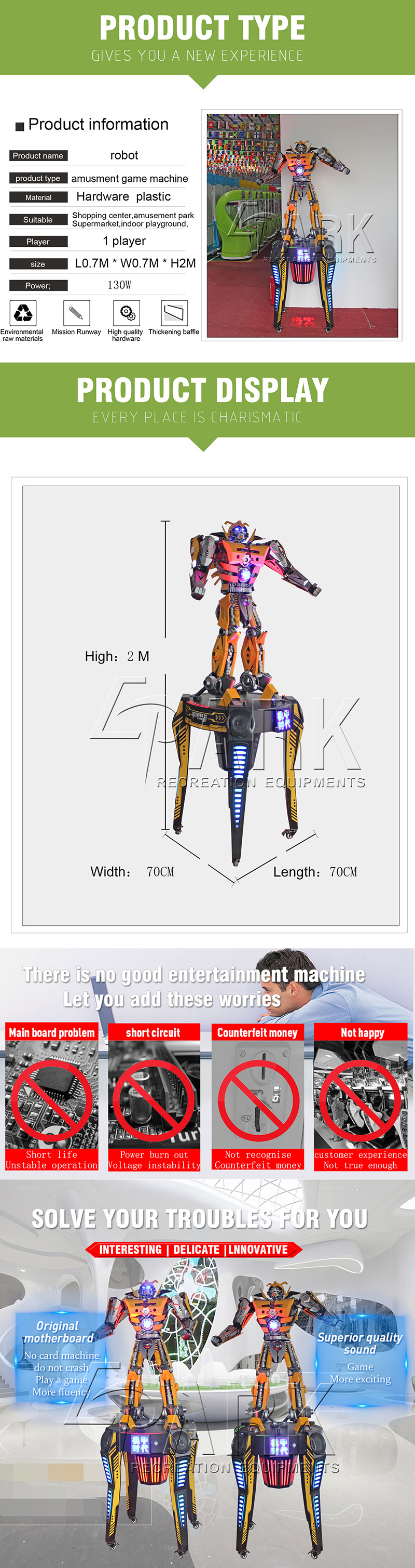 Amusement Greeter Robot with Head and Arms Move Function