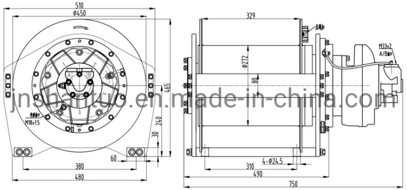 High Speed 10000/11000/12000 Lbs Pounds 5 T 5000 Kg Hydraulic Truck Winch with Orbit Hydraulic Motor