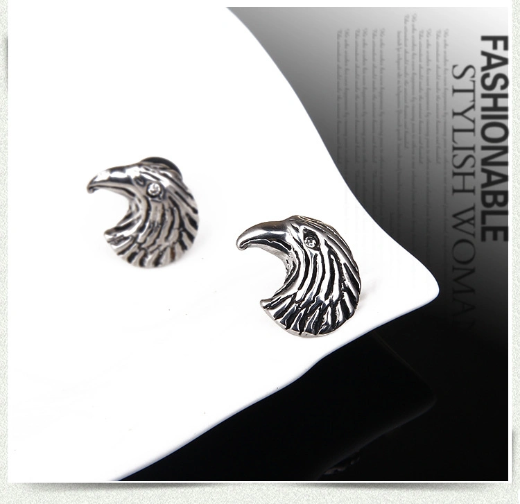 Fashion Stainless Steel Screw Animal Head Dumbbell Studs Mens Punk Eagle Stud Earrings