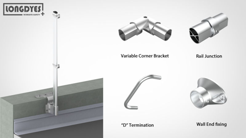 Straight Upright Parapet Clamping Railing with Z-Type Mounted Bracket