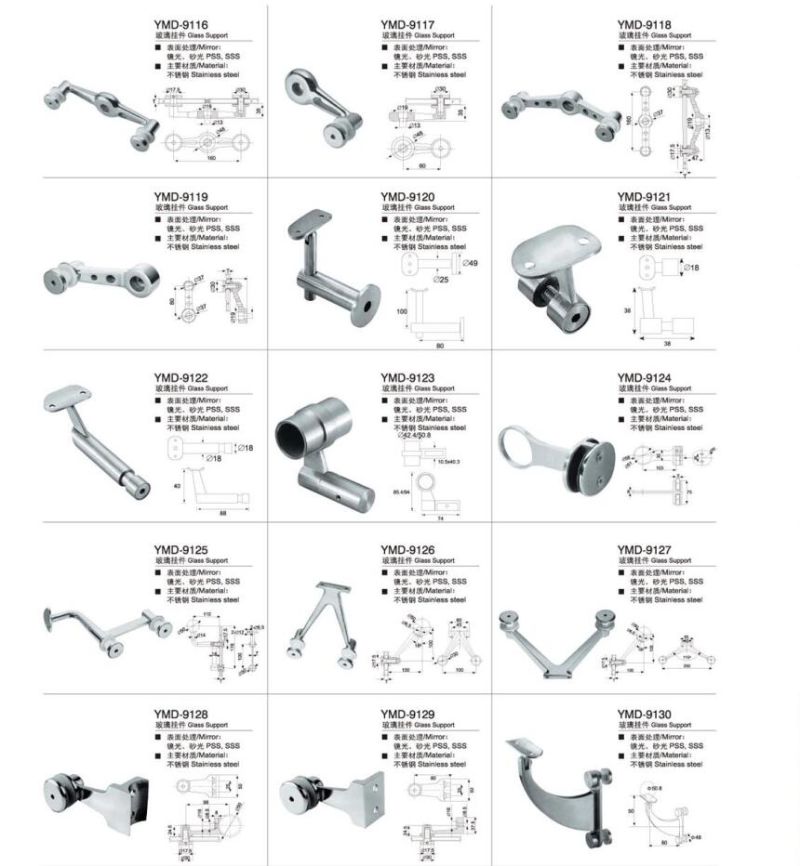 Stainless Steel Precision Casting Engineering Modern Railing Handrail Fittings Glass Support