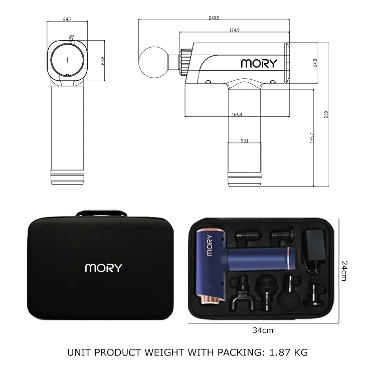 Mory Custom Logo Massage Gun Portable Muscle Massage Gun Massage Gun USB