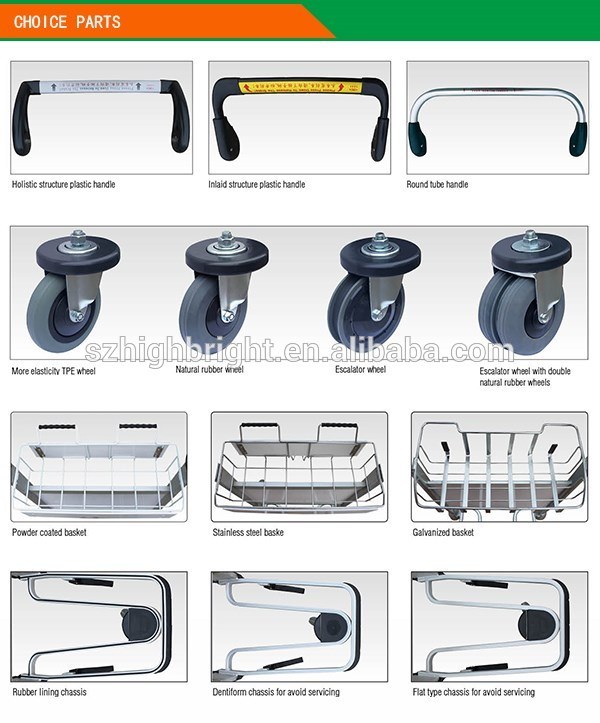 Shopping 6063 High Strength Pull Four Wheel Aluminum Brake Airport 300kg Heavy Duty Hand Trolley