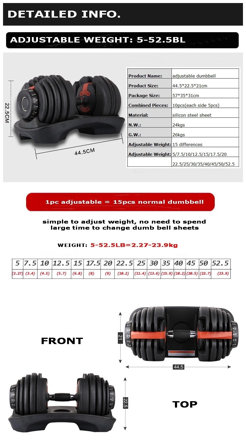 Home Gym Equipment Adjustable Dumbbell 24kg 40kg Dumbbells for Family Members Fitness Training