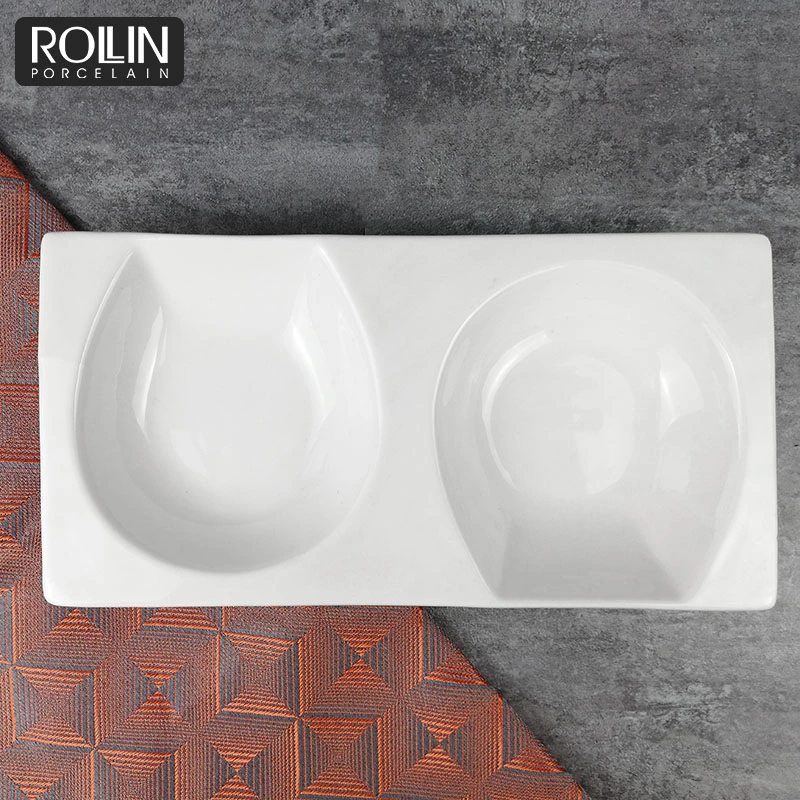 Wholesale White Ceramic Dinner Plate, Hotel Use Serving Plate Divide Plate