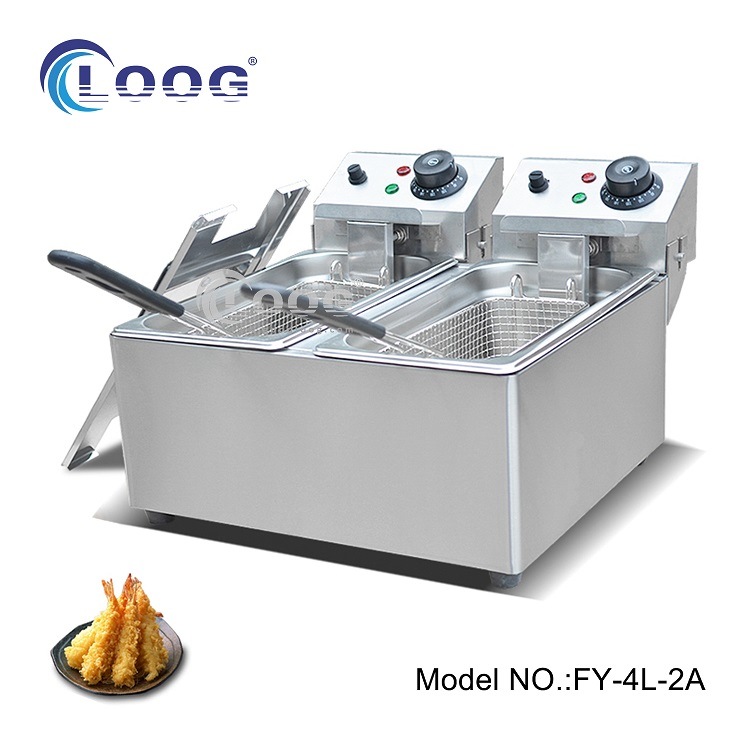 CE Certificated Double Basket Commercial Electric Deep Fat Potato Fryer Commercial Deep Fryer for Sale