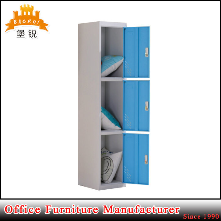 3 Door Clothes Cabinet Metal Gym Fitness Locker