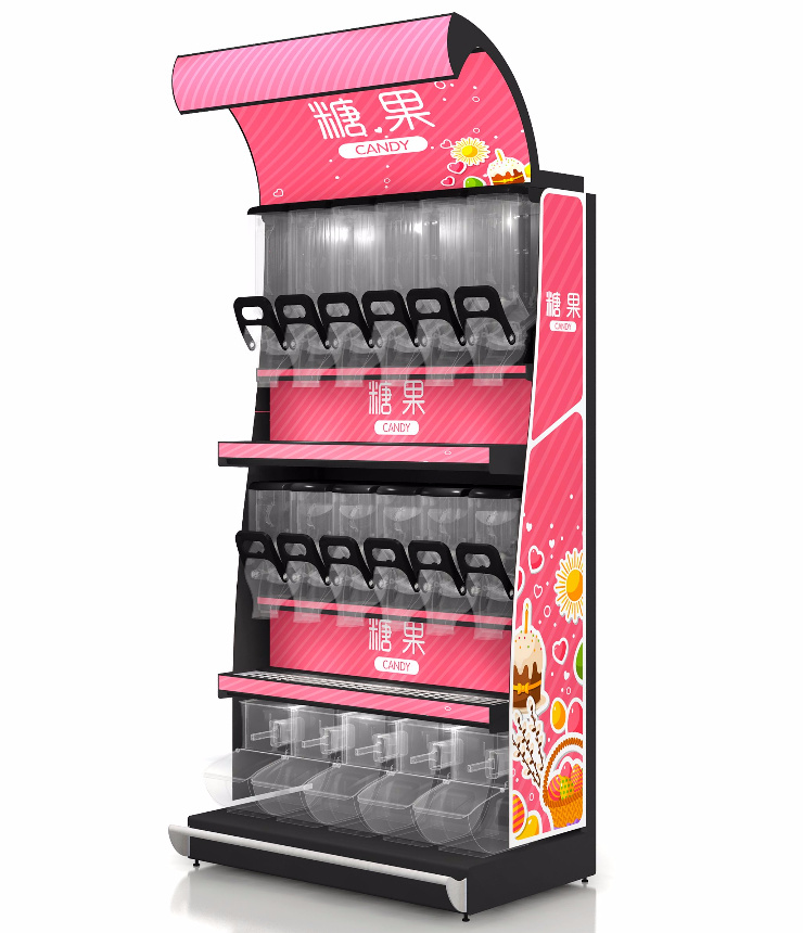 2021 Retail Adjustable Candy Divider Shelf Bulk Food Display Shelf