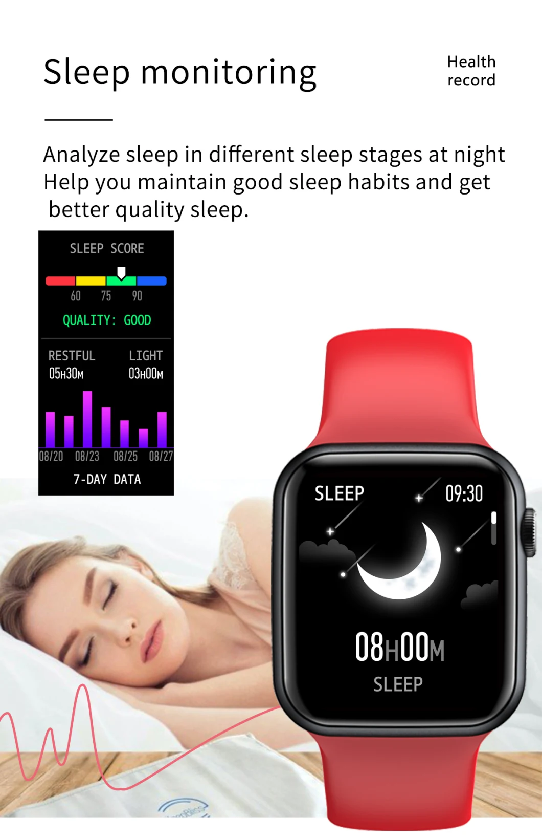 2020 Best Waterproof Sport Smart Bracelet Sleep Monitor Smart Phone Bluetooth Smart Watch Android Smart Watch