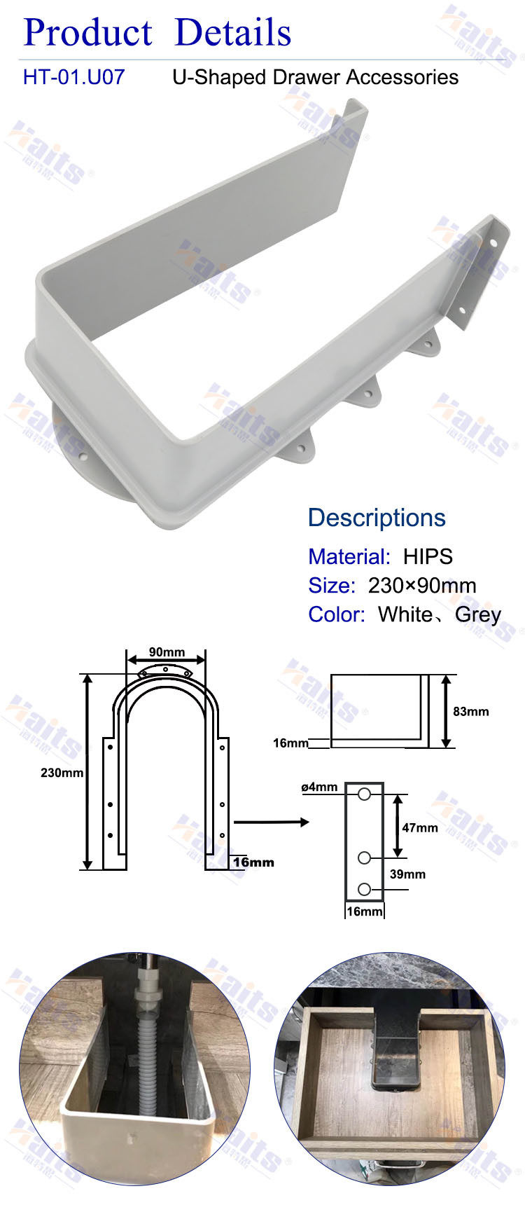 Furniture Accessories U Shaped Under Sink Drawer Accessories