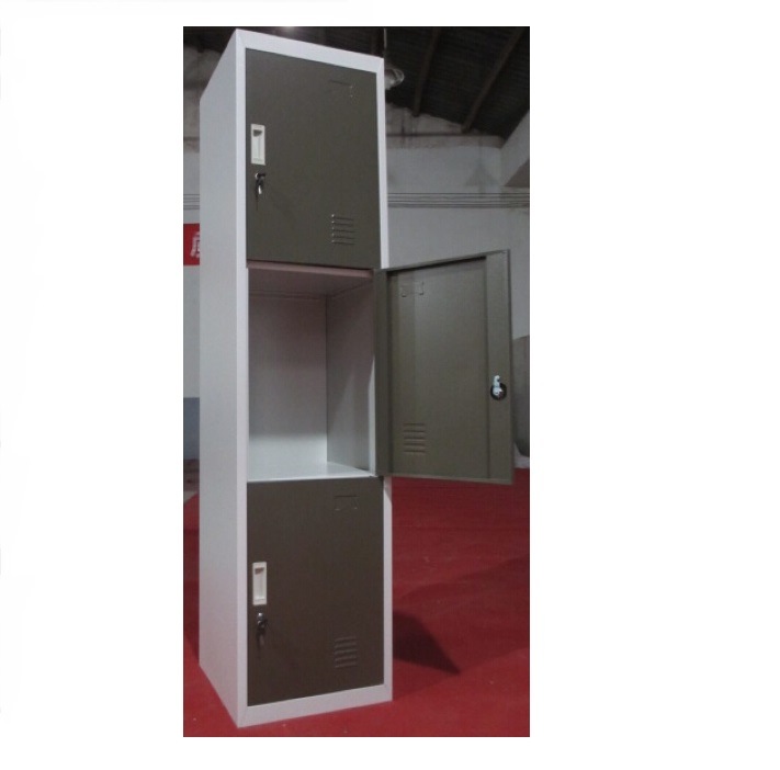 Practical Metal School/ Gym/ Hospital/ Factory/ Lab Separate Steel Wardrobe Iron Separate 3 Door Locker