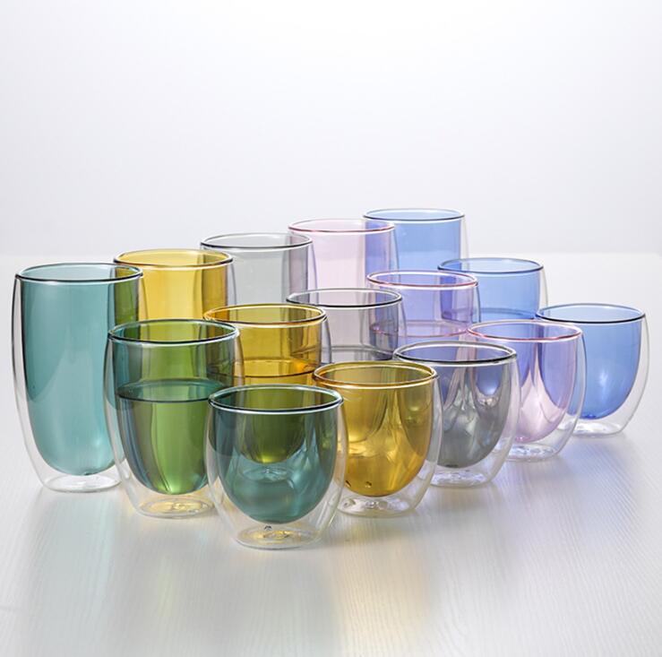 Borosilicate Colorful Double Wall Glass Cups, Colorful Double Wall Glass Coffee Mugs