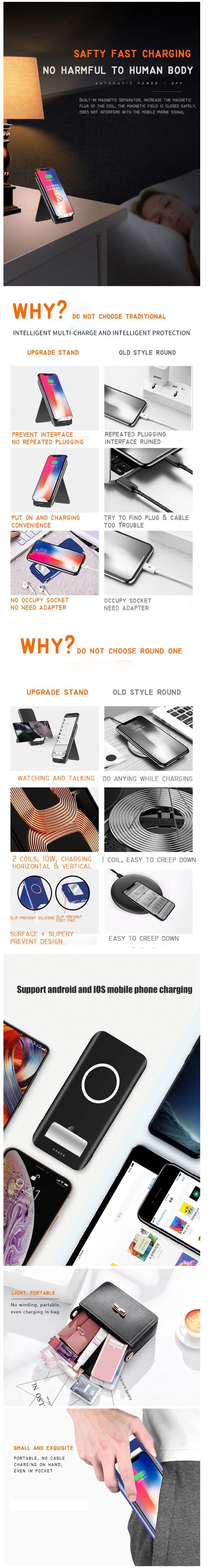 Private Mold Design Portable 3 in 1 Wireless Charger with Foldable Holder Power Bank Wireless Charging