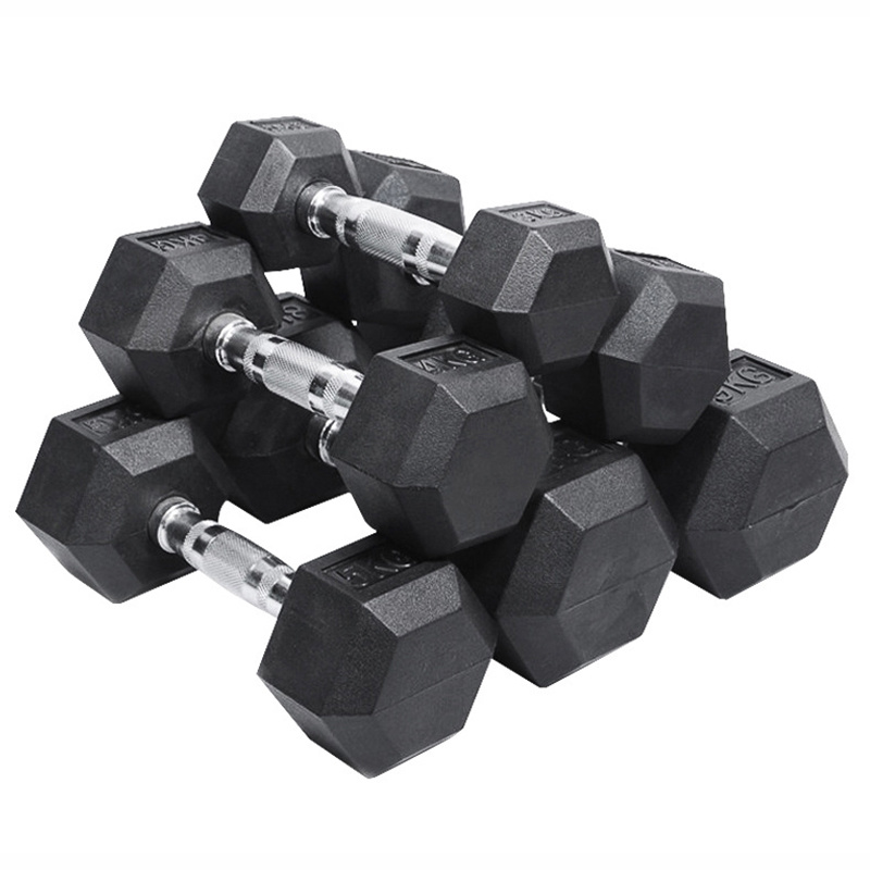 Fitness Gym Iron Weights Kg/Lb Pounds Rubber Hex Dumbbell