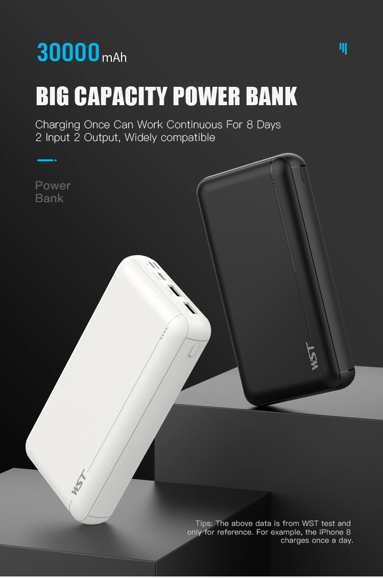 Wst 30000 mAh Power Bank Fast Charging Slim Powerbank Mini Power Bank