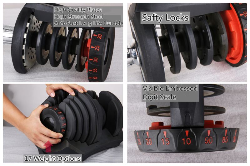 2021 Hot Sale 5-52.5lbs Adjustable Dumbbell Set with 15 Adjustable Weight Options