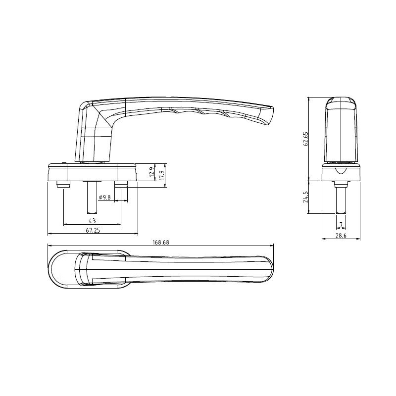 Window Handles Supply Stainless Steel Double Side Brass Door Handle