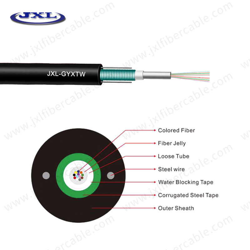 Whole Sale Single Mode Stranded Loose Tube Armored Optic Fiber Cable GYTY53