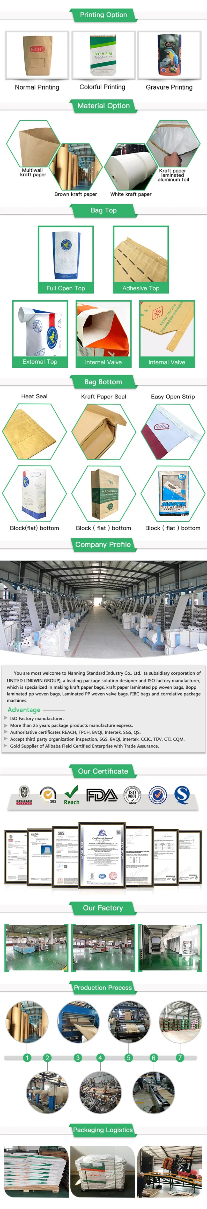 25kg Flour Bag Sugar Bag Paper Valve Bags
