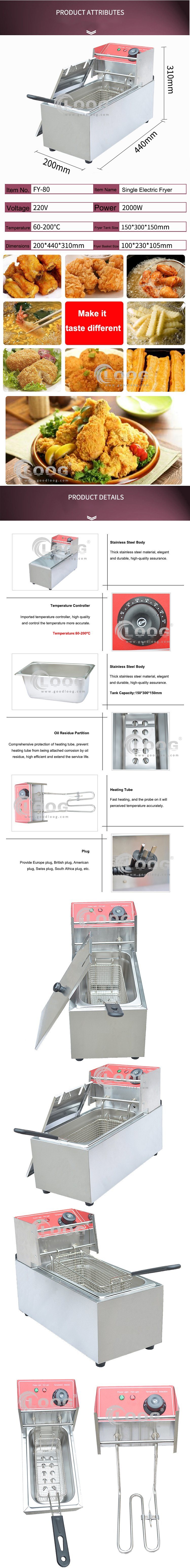 Goodloog Commercial Single Cylinder Electric Fryer Donut Oil Fryer Commercial Electric Potato Chip Fryer Commercial Deep Fryer for Sale