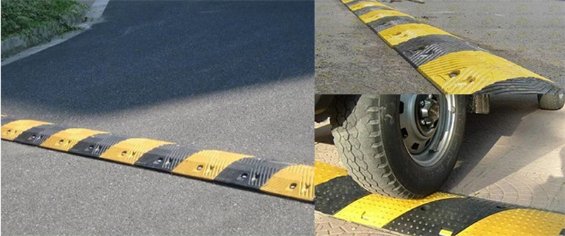 Black Yellow Safety Driveway Rubber Speed Bump for Road Safety