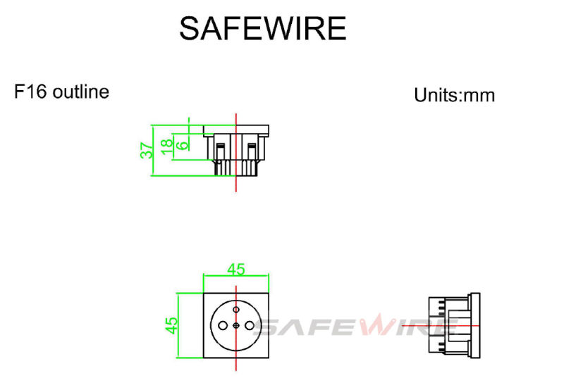 45*45mm 45&deg; French Outlet 45&deg; French Socket 45&deg; French Module