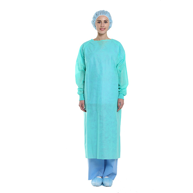 Blue PP/SMS Isolation Gown 18GSM 20GSM 23GSM 25GSM 28GSM 30GSM Various Weights