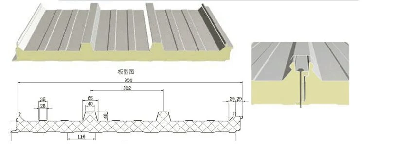Color Spar Serial Energy-Saving PU Sandwich Panel, Cold Storage PU Sandwich Panel
