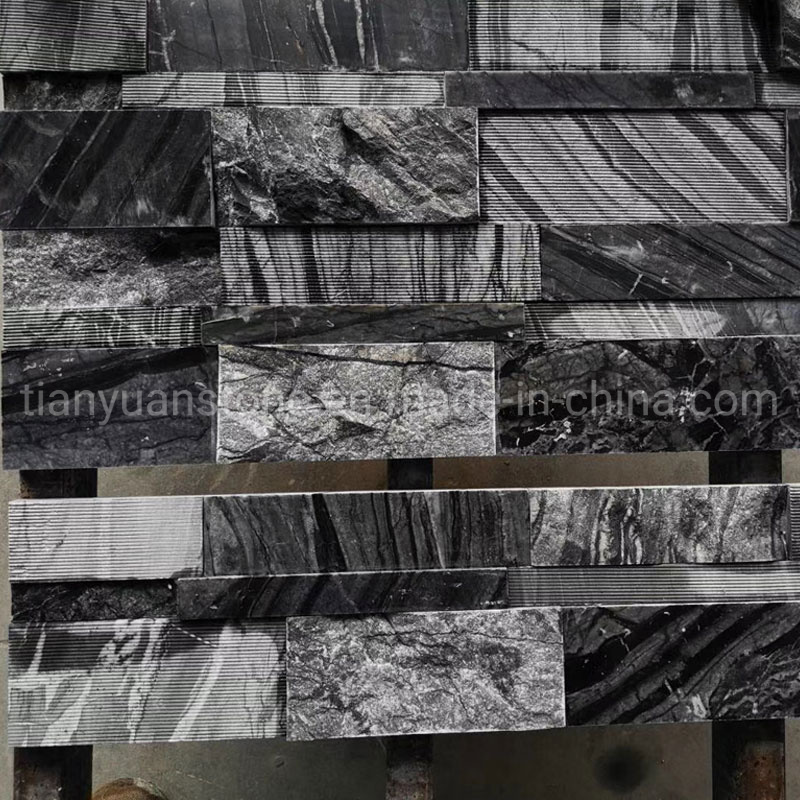 Cheap Natural Black Marble Culture Stone/ Stacked Stone for Construction