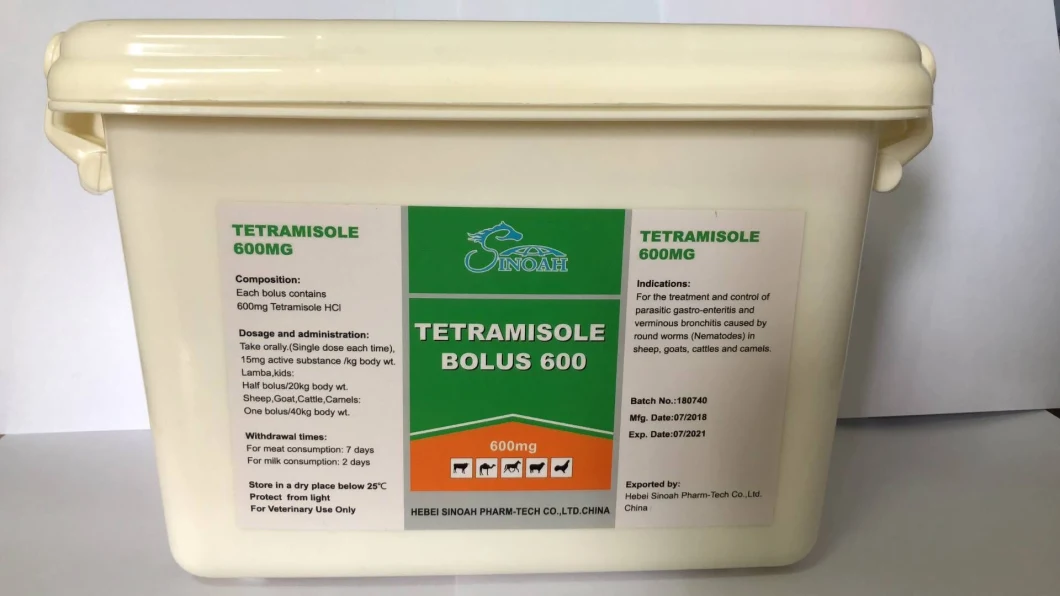 Best Quality Veterinary Drugs Tetramisole Tablet 600mg Tetramisole Bolus