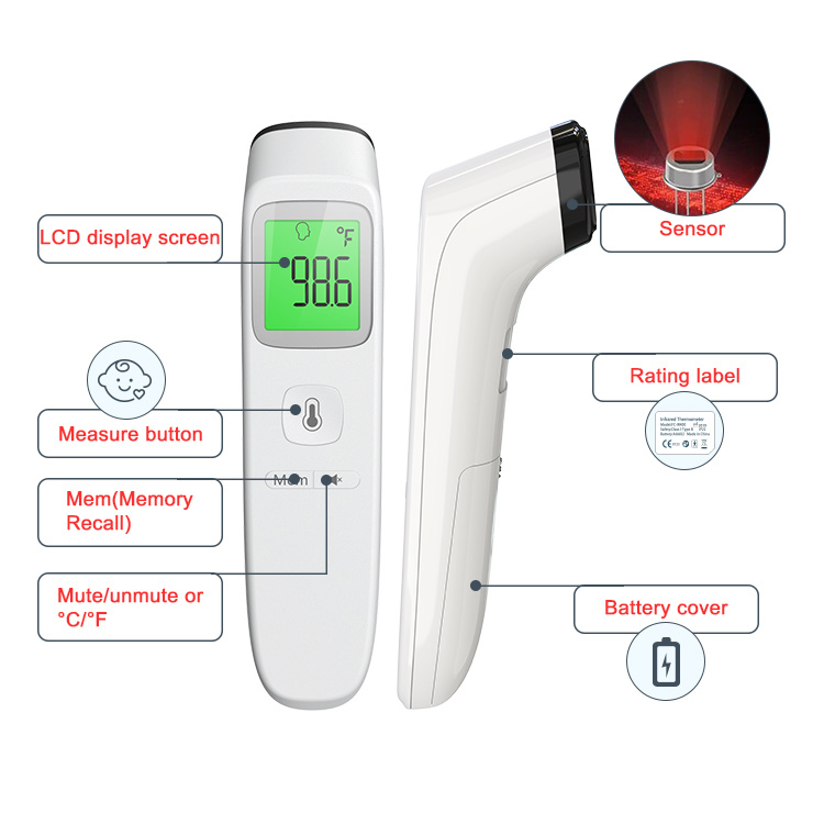 Non-Contact Infrared Forehead Thermometer for Adults, Children, Infants and Babies