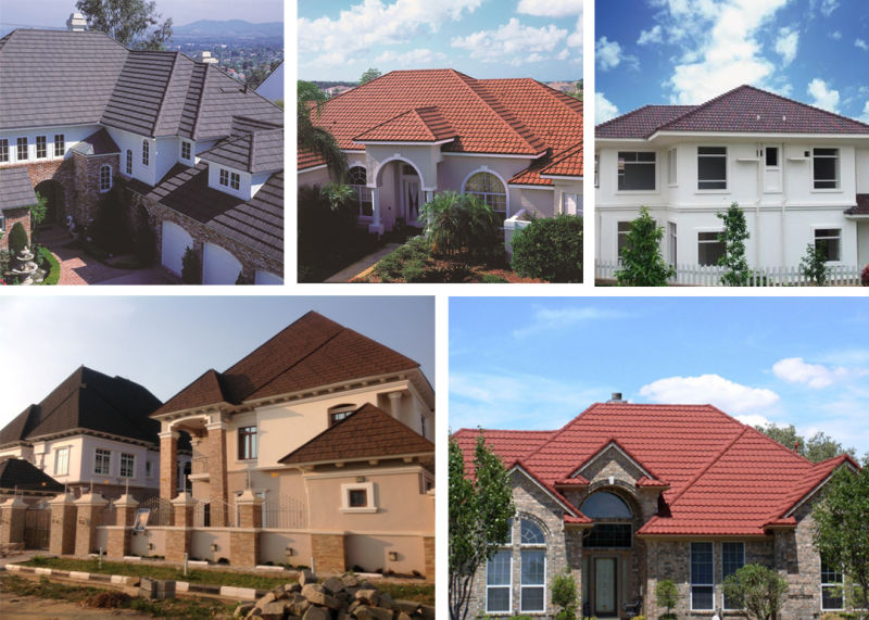Apartment Sand Coated Metal Classic Bent Roof Tiles
