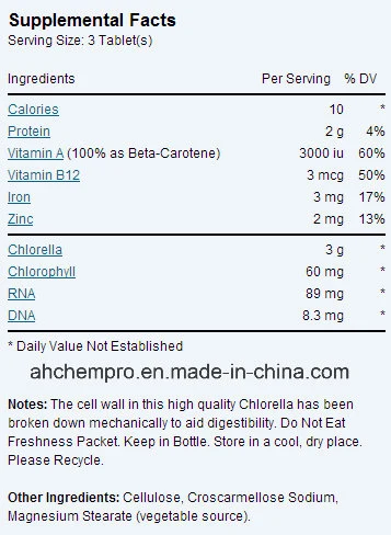 GMP Certified Chlorella 1000 Mg Tablets, Natural Chlorella 1000 Mg, Chlorella Pills