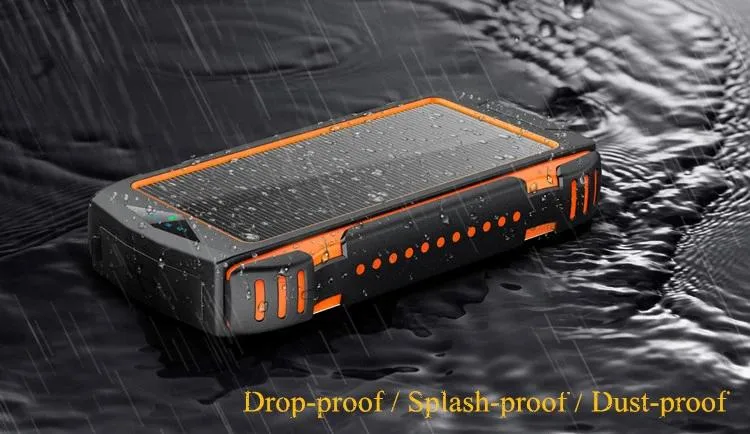 Waterproof Portable 20000mAh Solar Power Bank with Compass LED Flashlight Dual USB