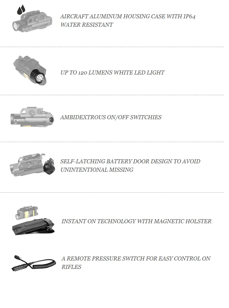 Intelligent Magnetic Switch Tactical IP64 Waterproof Rifle and Pistol LED Flashlight with Green Laser Sight