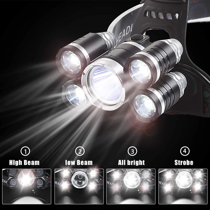 18650 Rechargeable LED Headlamp T6 COB 8 Modes Lamps Adjustable Waterproof Camping Flashlight