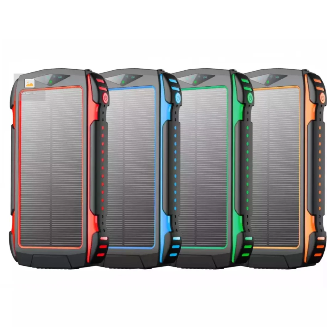 Waterproof Portable 20000mAh Solar Power Bank with Compass LED Flashlight Dual USB